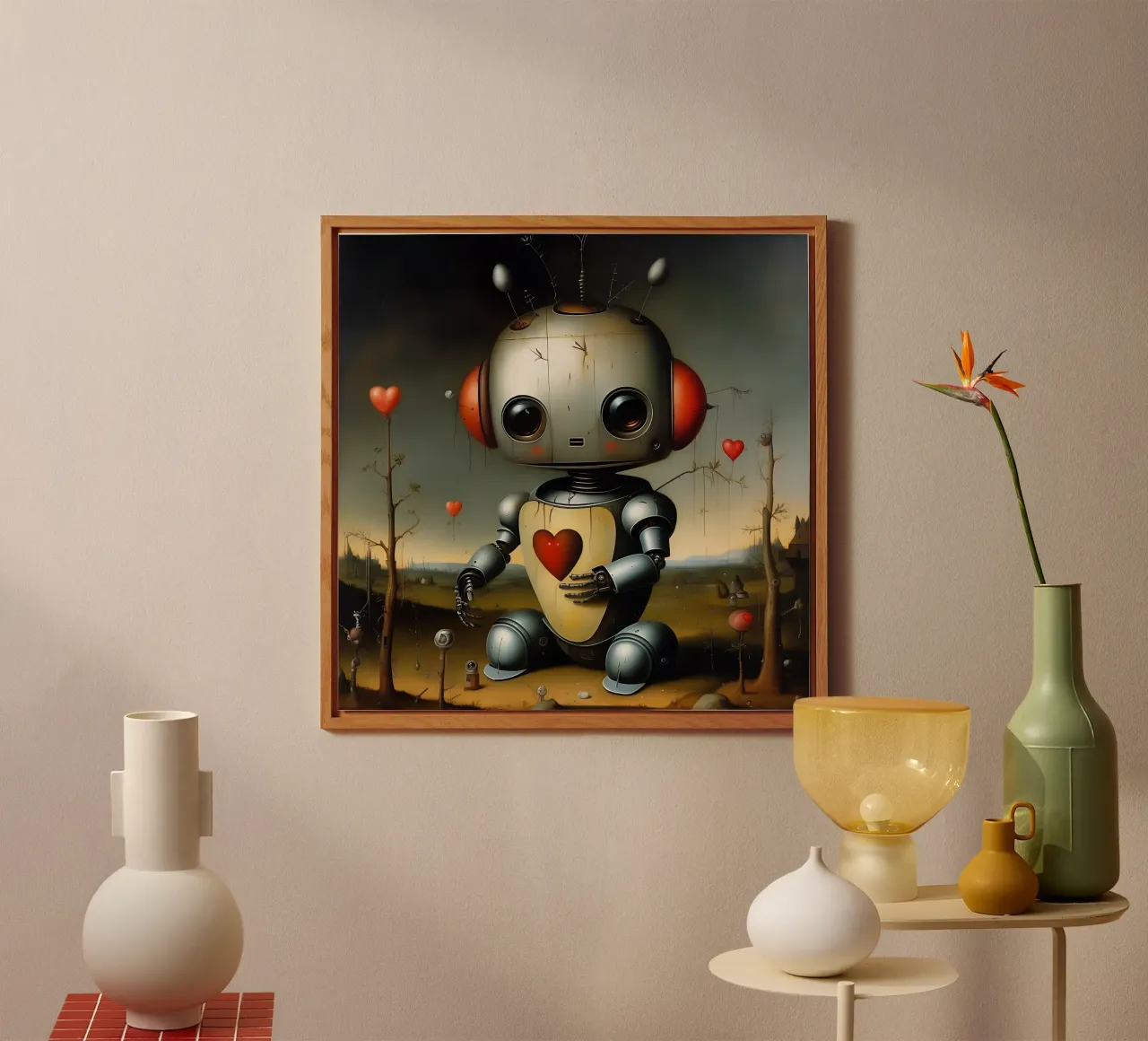 Robot con un cuore_1 pannello forex da Pink- und LoveArt by LK