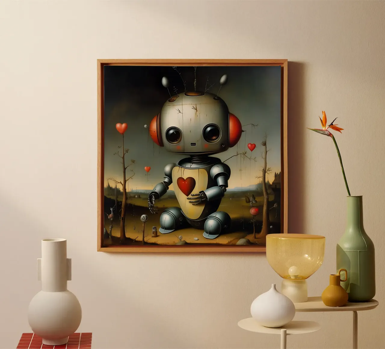 Robots with a heart_1 canvas by Pink- und LoveArt by LK