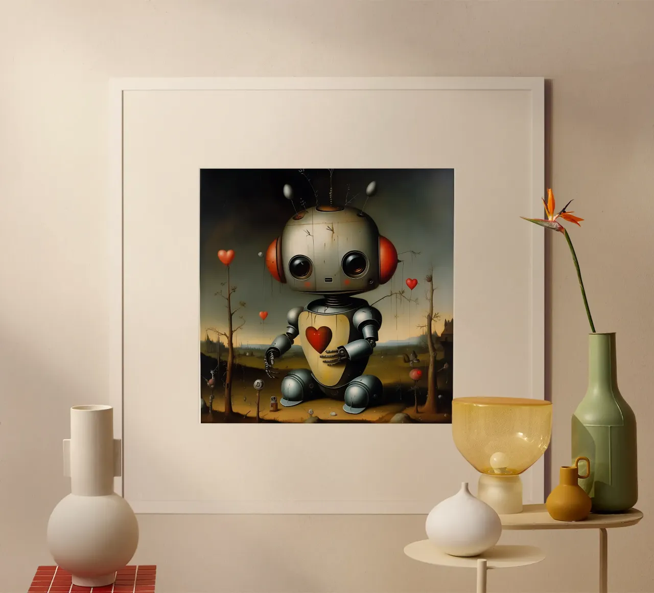 Robot avec un cœur_1 poster de Pink- und LoveArt by LK