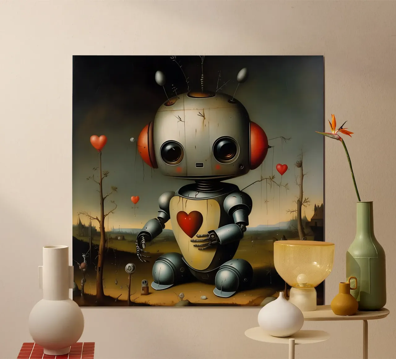 Robot avec un cœur_1 poster de Pink- und LoveArt by LK