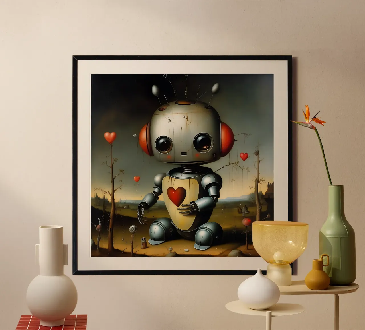 Robot avec un cœur_1 poster de Pink- und LoveArt by LK