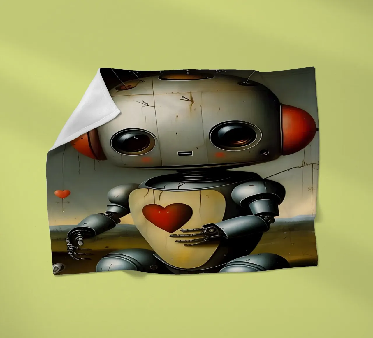 Robots with a heart_1 fleece blanket by Pink- und LoveArt by LK