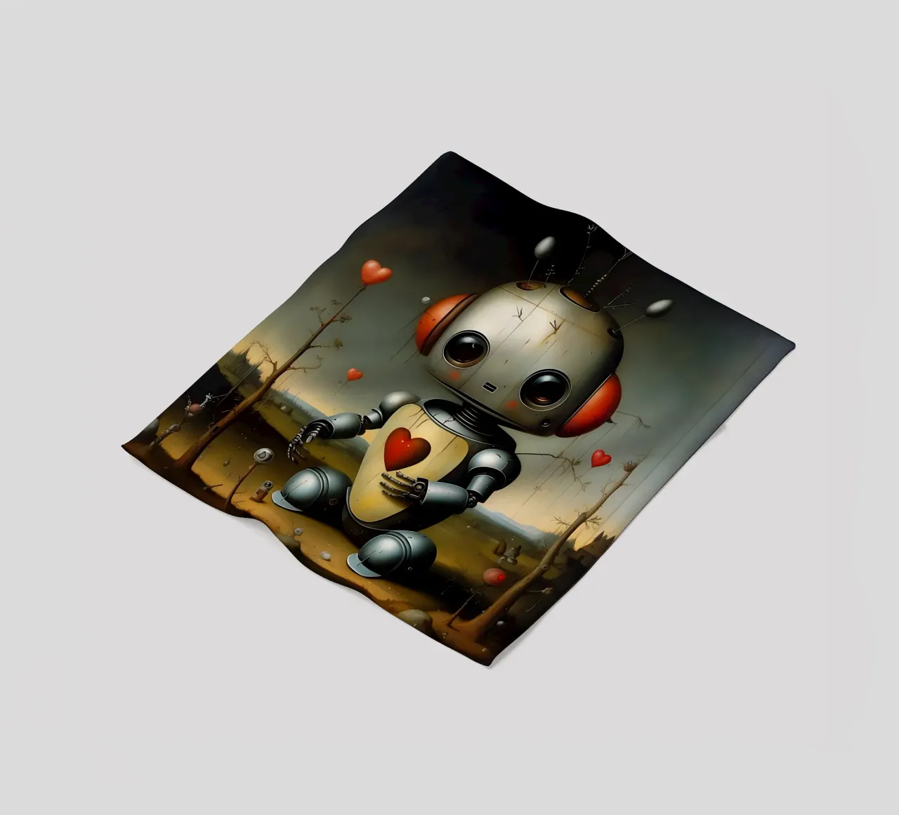 Robots with a heart_1 fleece blanket by Pink- und LoveArt by LK