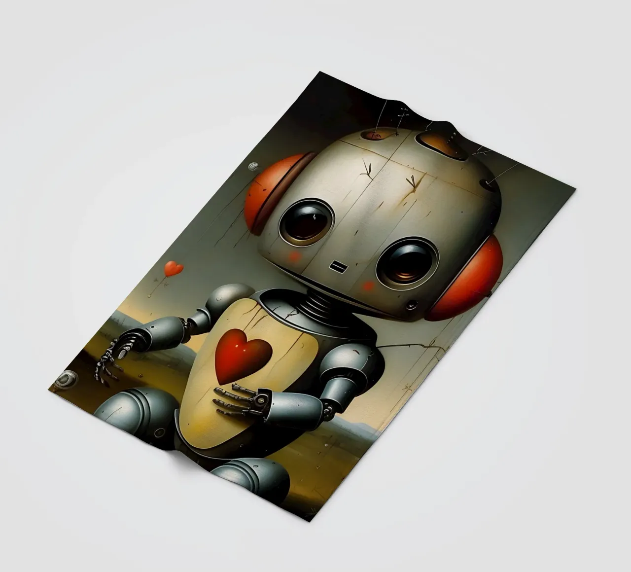 Robot con un cuore_1 coperta in pile da Pink- und LoveArt by LK