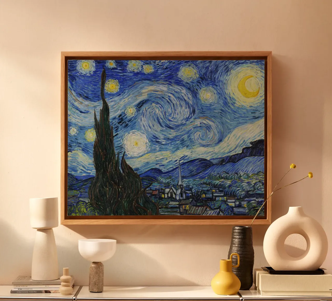 La notte stellata di Vincent van Gogh tela con Cornice a cassetta da Van Gogh Prints