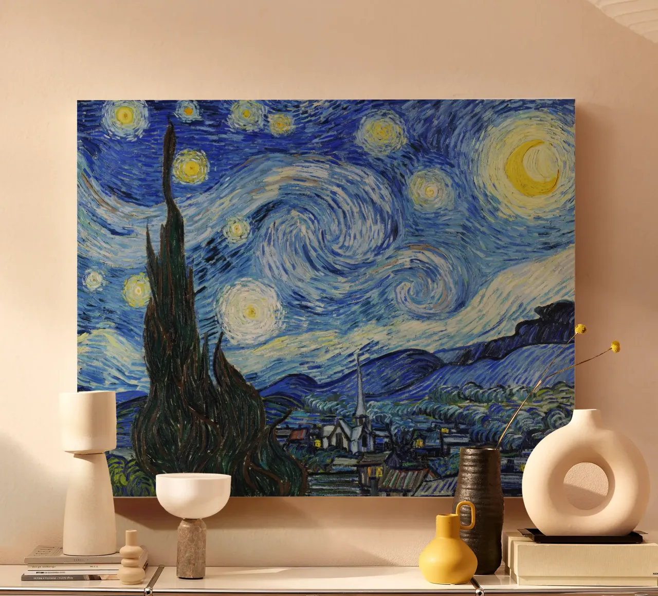 La notte stellata di Vincent van Gogh tela con Cornice a cassetta da Van Gogh Prints