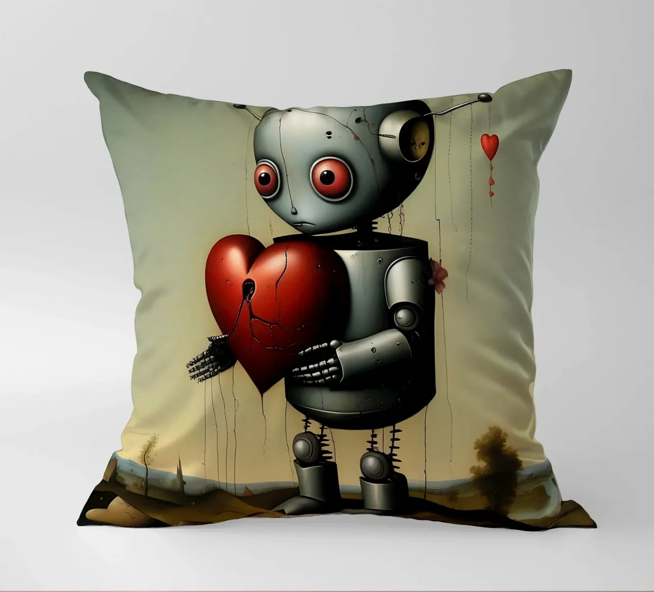 Roboter mit Herz_2 Kissen von Pink- und LoveArt by LK