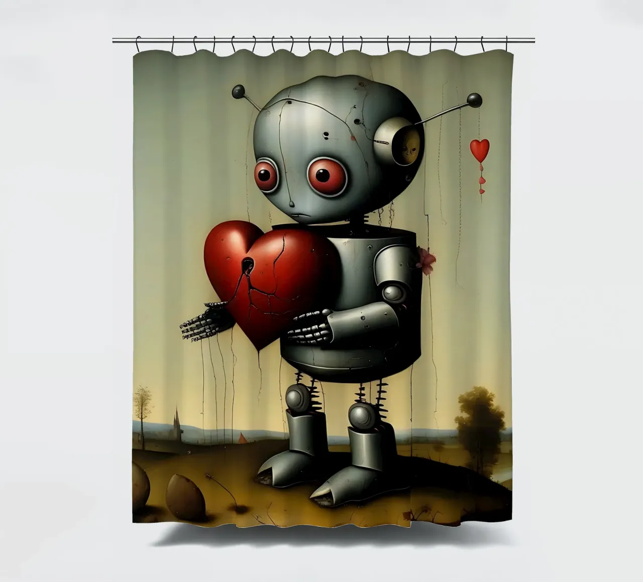 Robot con un cuore_2 tenda da doccia da Pink- und LoveArt by LK