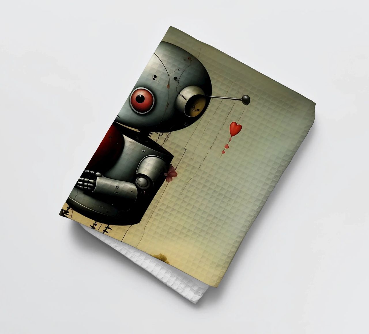 Roboter mit Herz_2 Geschirrtuch von Pink- und LoveArt by LK