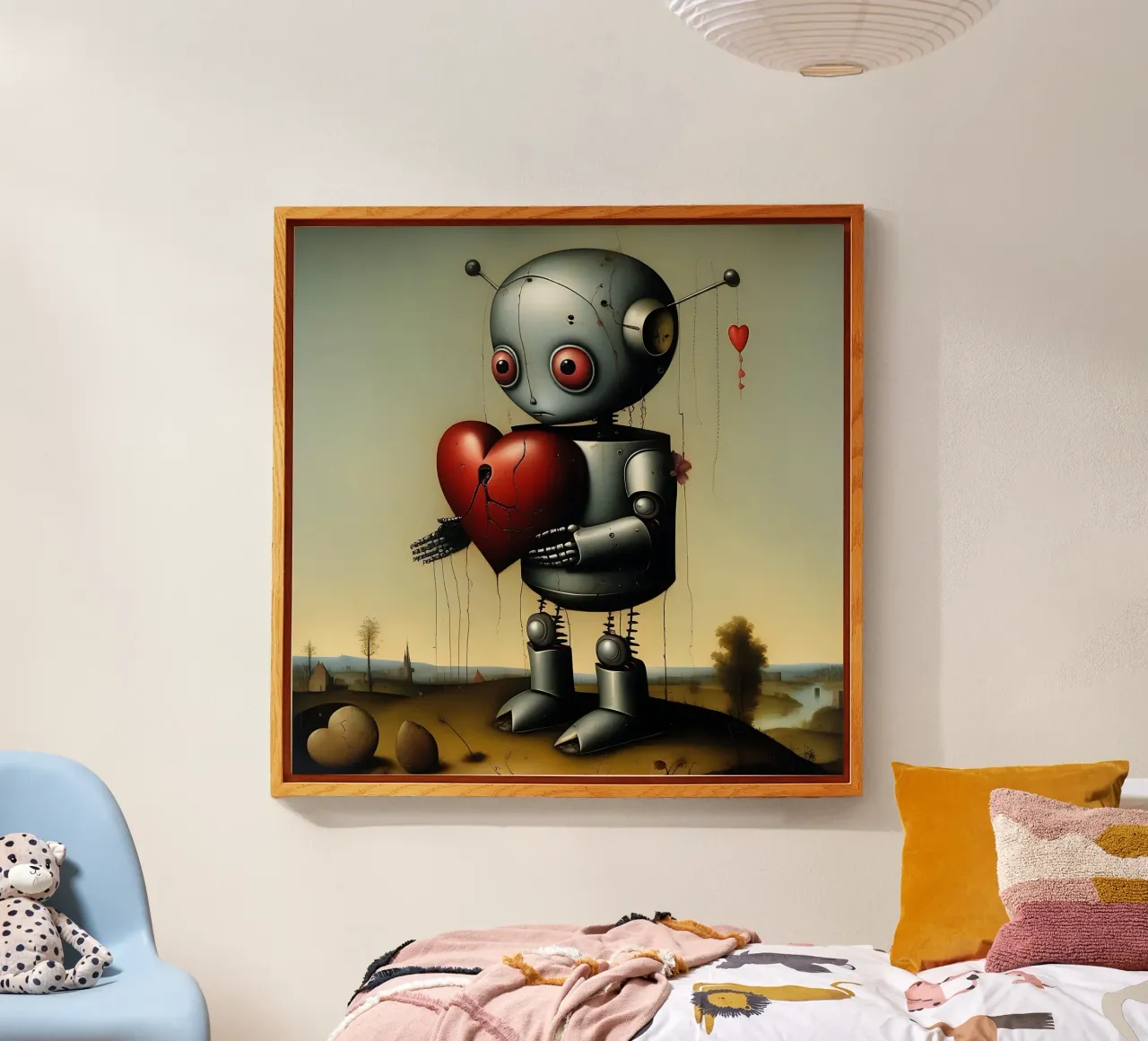 Robot con un cuore_2 plexiglass da Pink- und LoveArt by LK