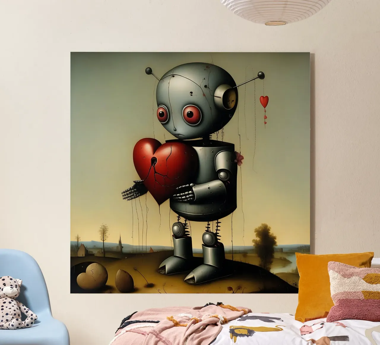 Robot con un cuore_2 plexiglass da Pink- und LoveArt by LK