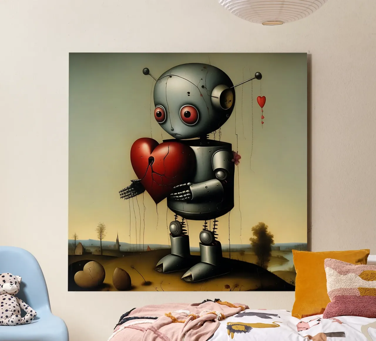 Robot con un cuore_2 pannello forex da Pink- und LoveArt by LK
