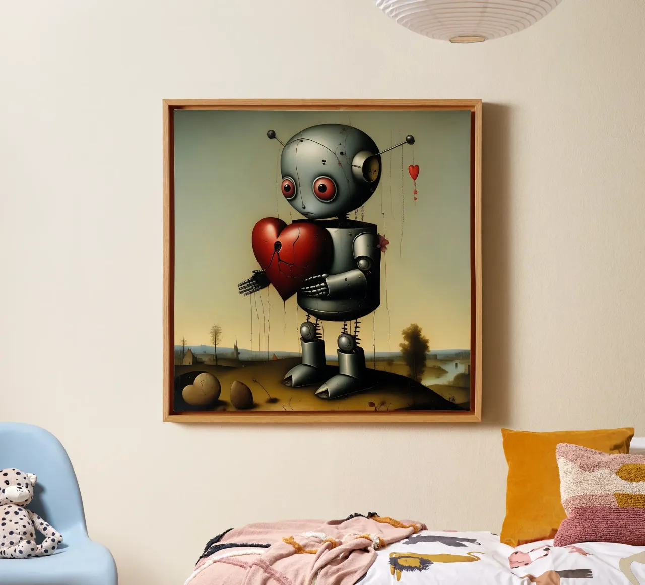 Robots with a heart_2 canvas by Pink- und LoveArt by LK