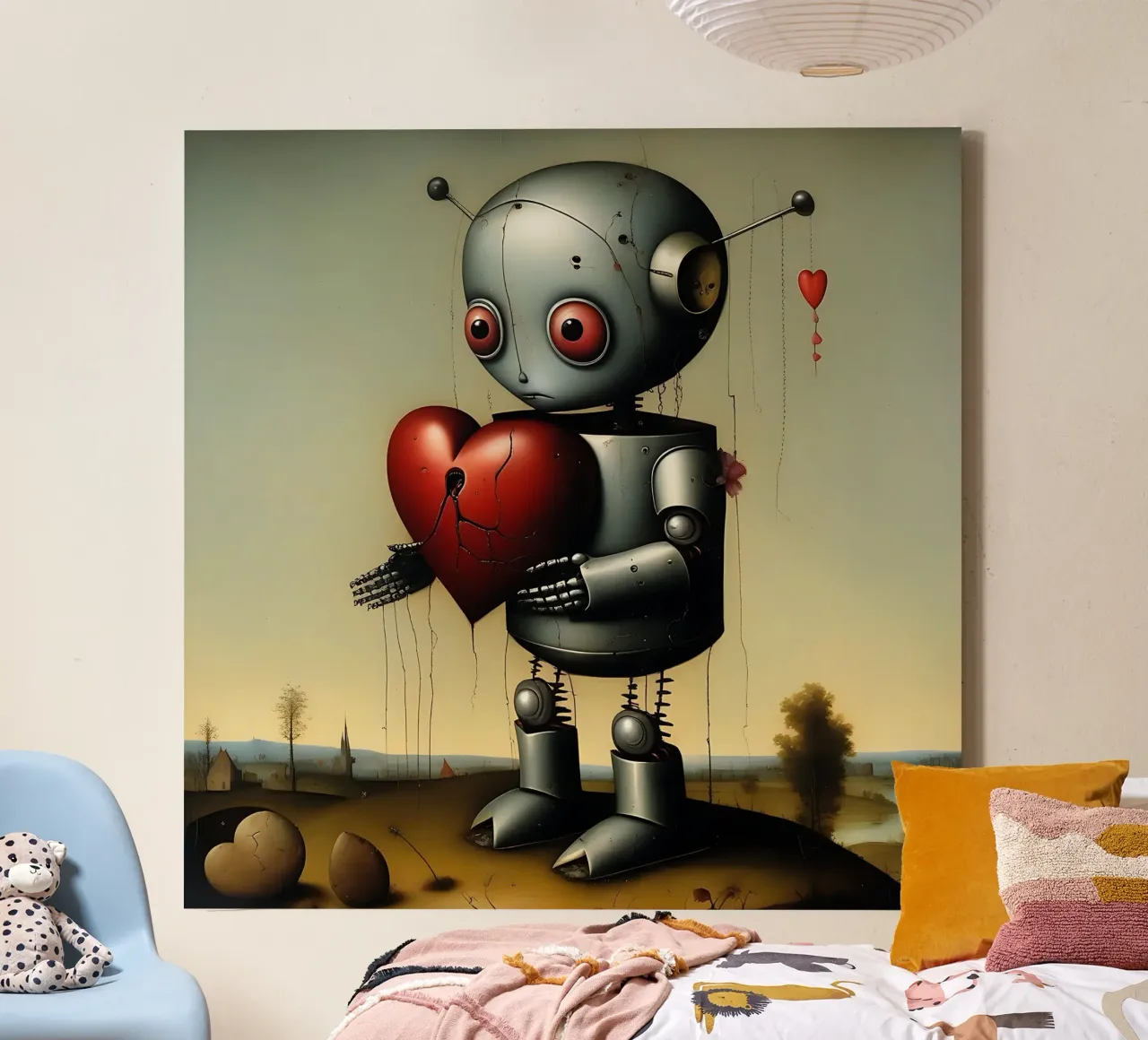 Robots with a heart_2 canvas by Pink- und LoveArt by LK