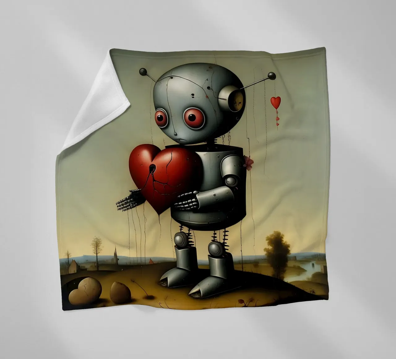 Robots with a heart_2 fleece blanket by Pink- und LoveArt by LK