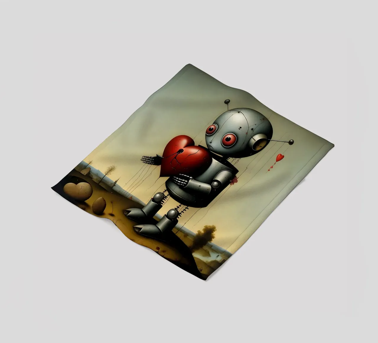 Robots with a heart_2 fleece blanket by Pink- und LoveArt by LK