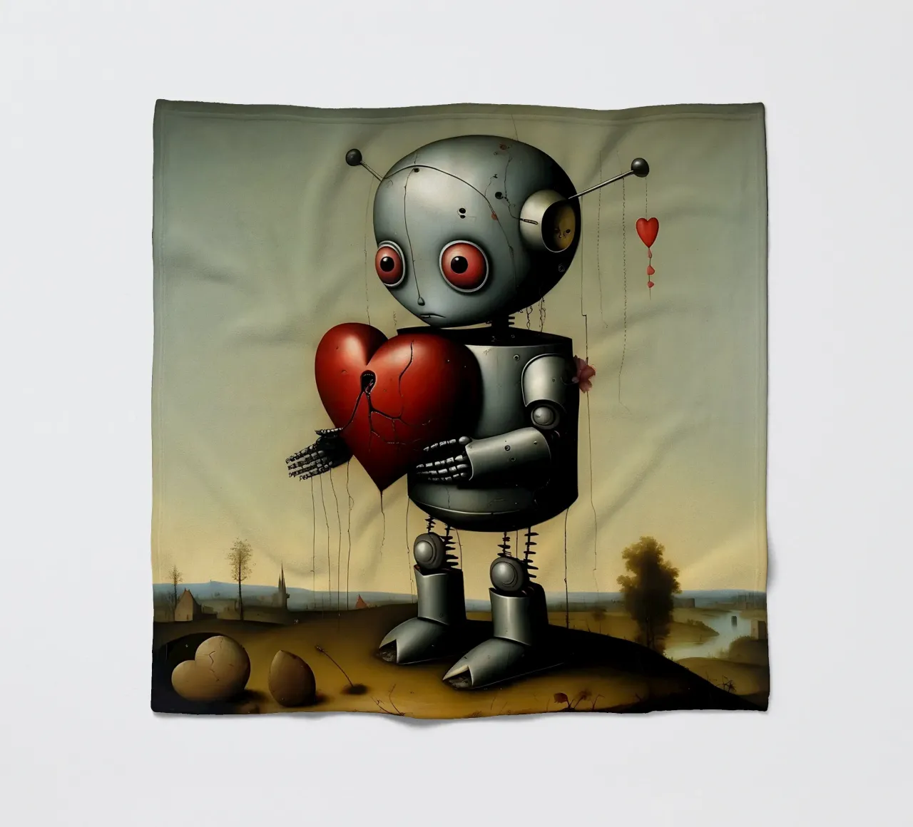 Robots with a heart_2 fleece blanket by Pink- und LoveArt by LK