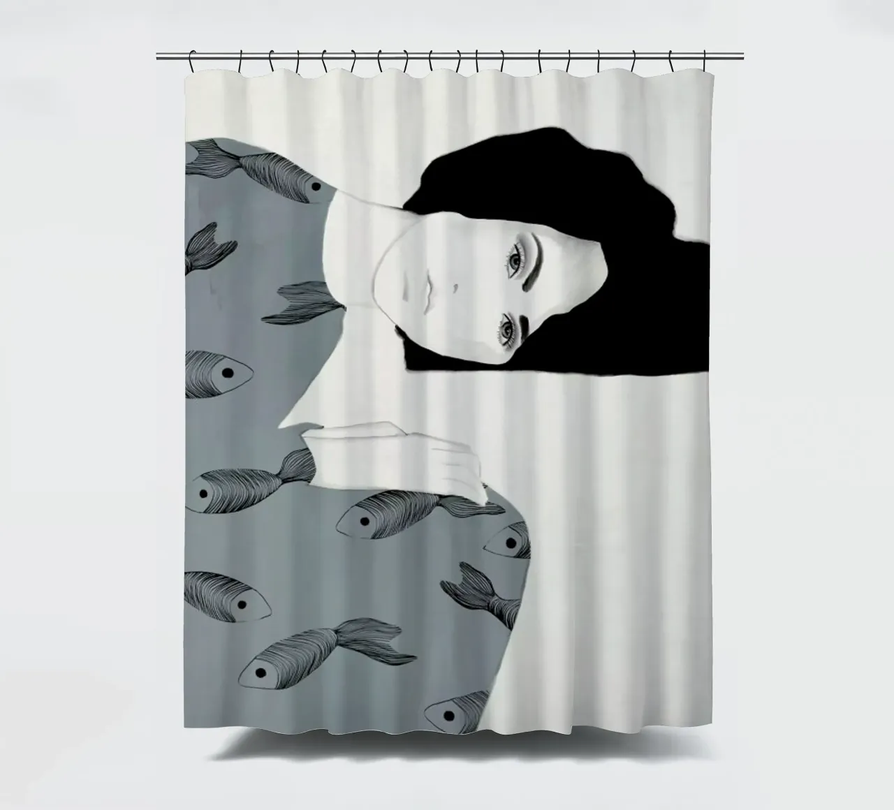 Fishy Mood II shower curtain by Ramona Russu