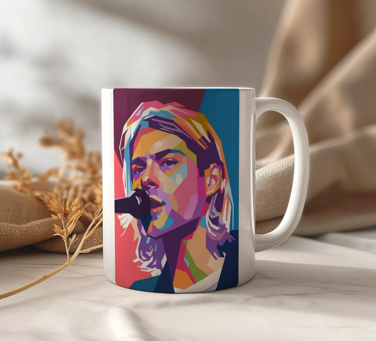 Kurt Cobain Nirvana Pop-Art Keramik Tasse von Hantamrata