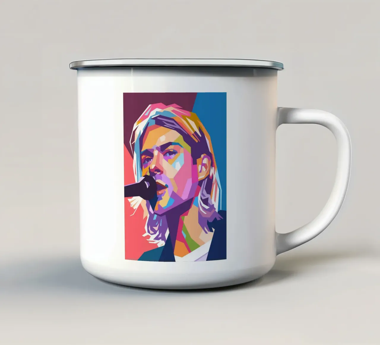 Kurt Cobain Nirvana arte pop taza de esmalte de Hantamrata