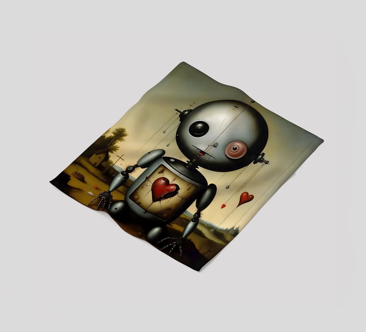 Robot con un cuore_3 coperta in pile da Pink- und LoveArt by LK