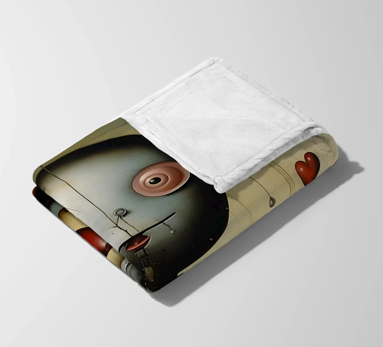 Robot con un cuore_3 coperta in pile da Pink- und LoveArt by LK