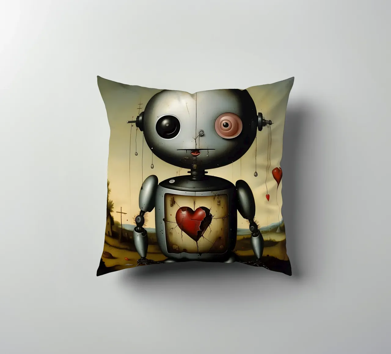 Roboter mit Herz_3 Kissen von Pink- und LoveArt by LK