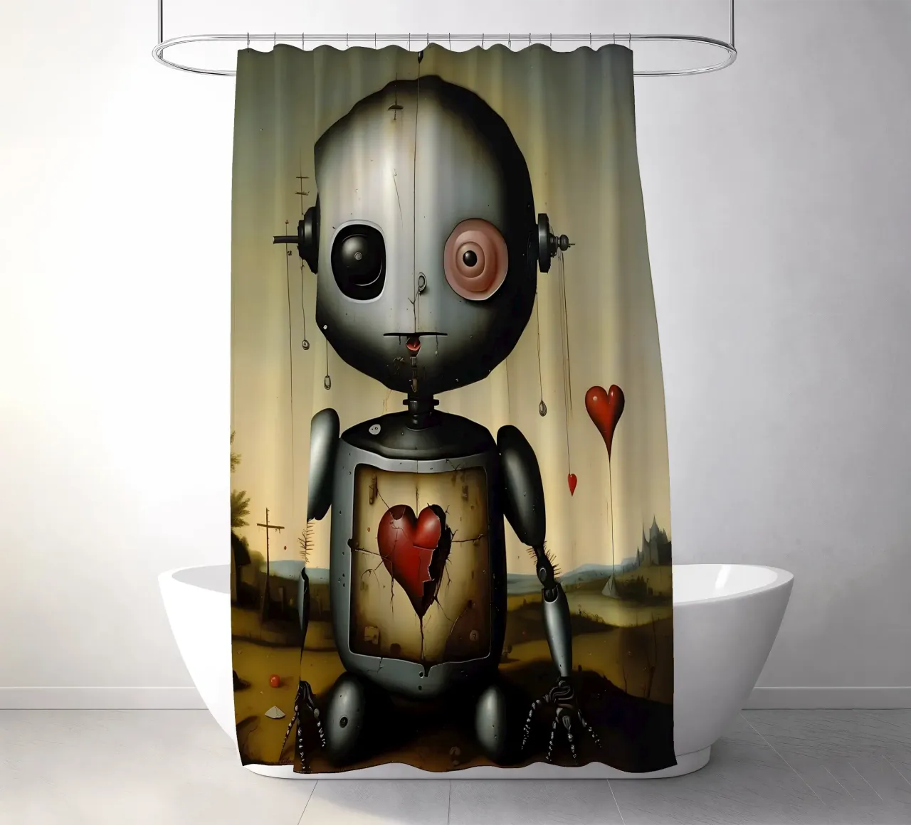 Robot con un cuore_3 tenda da doccia da Pink- und LoveArt by LK