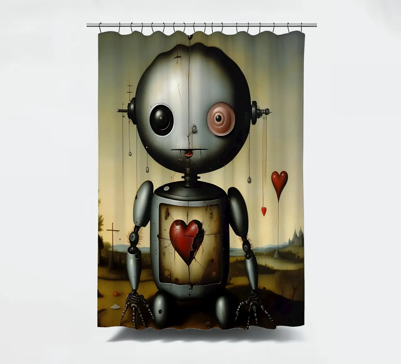 Robot con un cuore_3 tenda da doccia da Pink- und LoveArt by LK