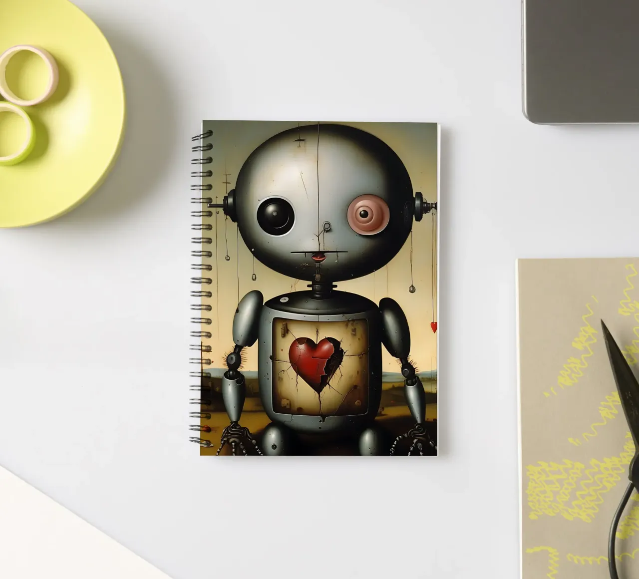 Robots with a heart_3 spiral notebook by Pink- und LoveArt by LK