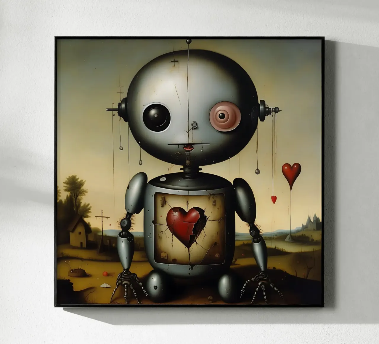 Robot con un cuore_3 plexiglass da Pink- und LoveArt by LK