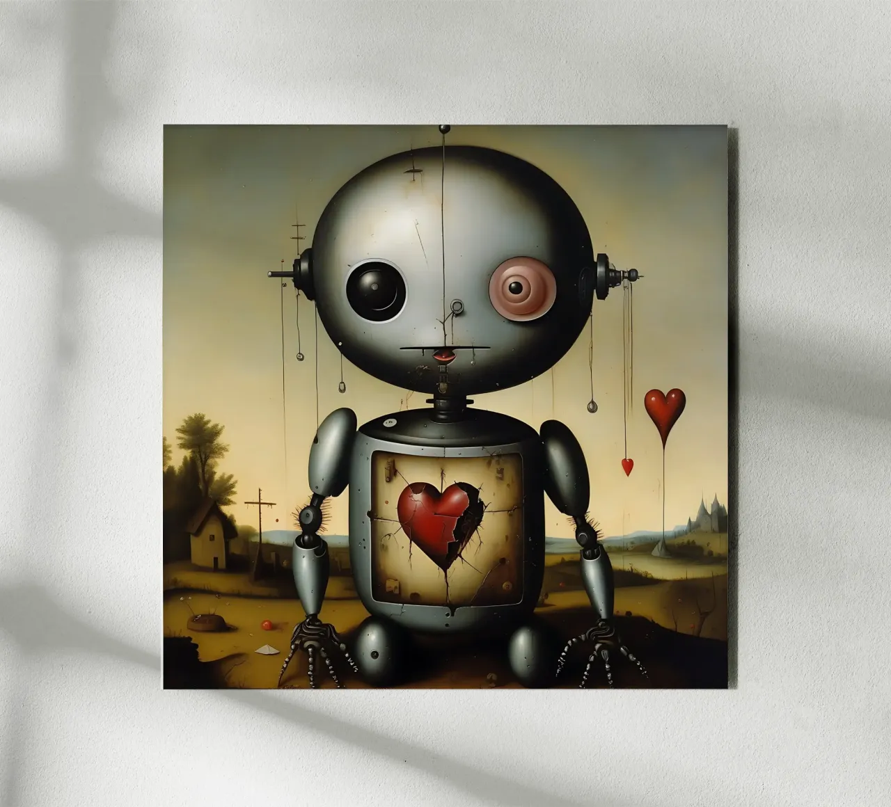 Roboter mit Herz_3 Alu-Dibond von Pink- und LoveArt by LK