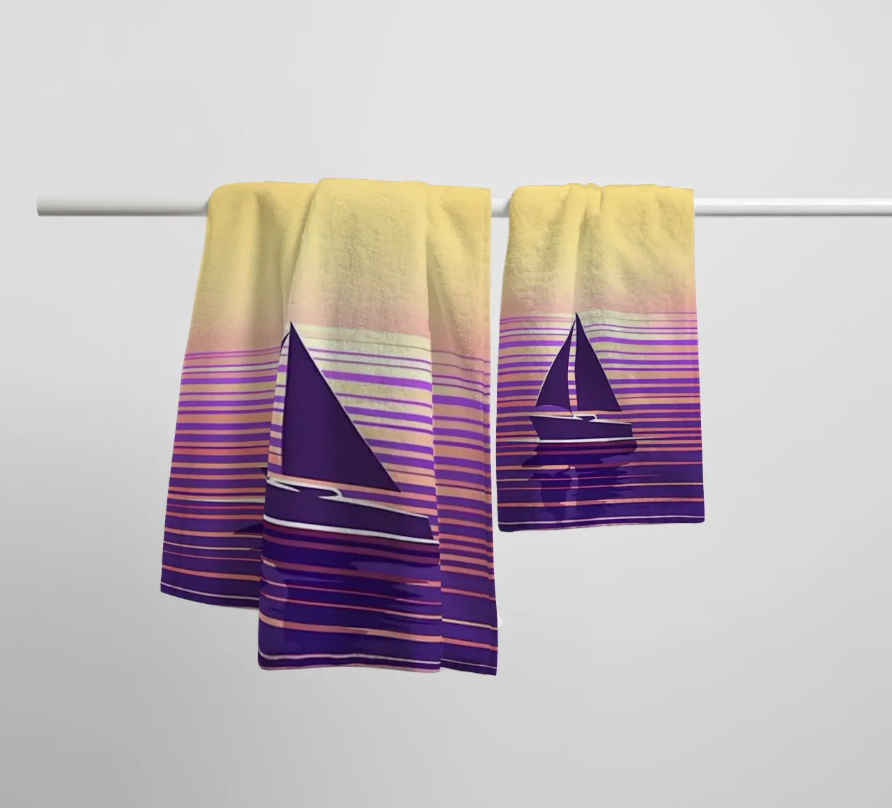 Sail Boat Ocean View towel by Bartosz Powalka