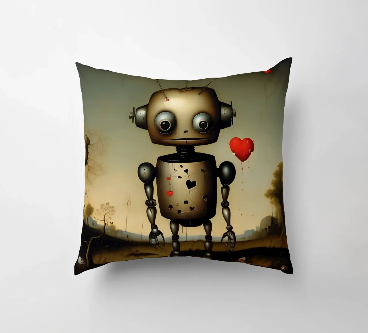 Robot con un cuore_4 cuscino da Pink- und LoveArt by LK