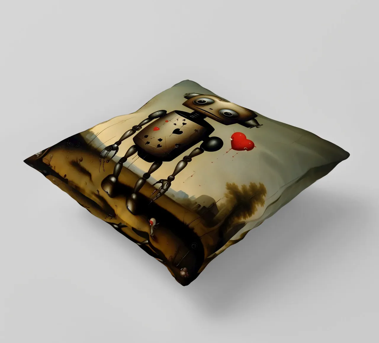 Robot con un cuore_4 cuscino da Pink- und LoveArt by LK
