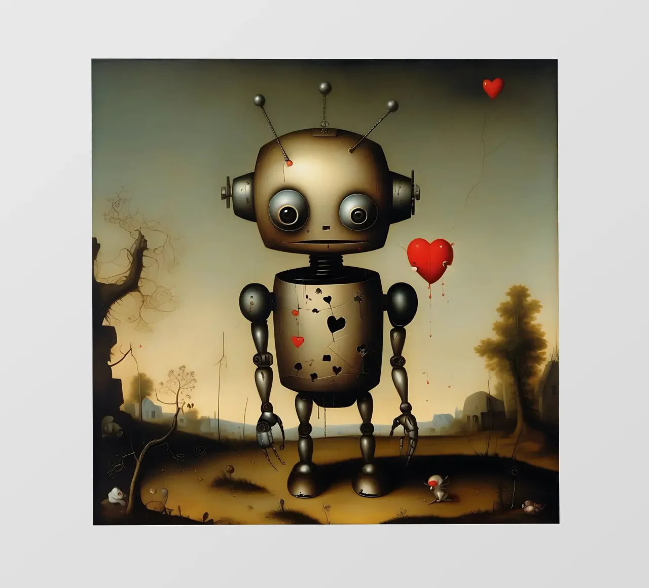Robot con un cuore_4 telo in pvc da Pink- und LoveArt by LK