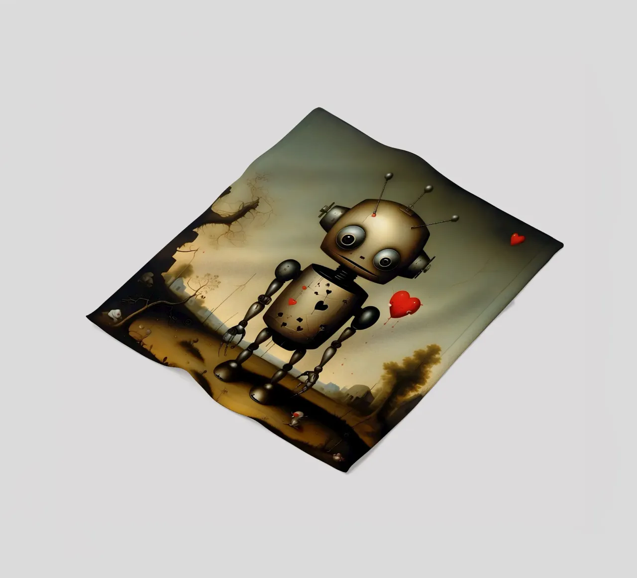 Roboter mit Herz_4 Fleecedecke von Pink- und LoveArt by LK