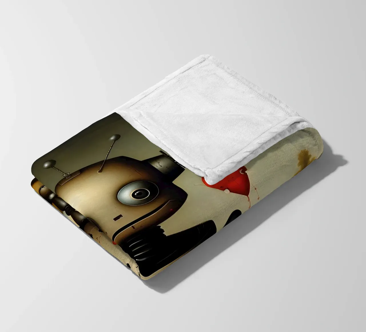 Robot con un cuore_4 coperta in pile da Pink- und LoveArt by LK