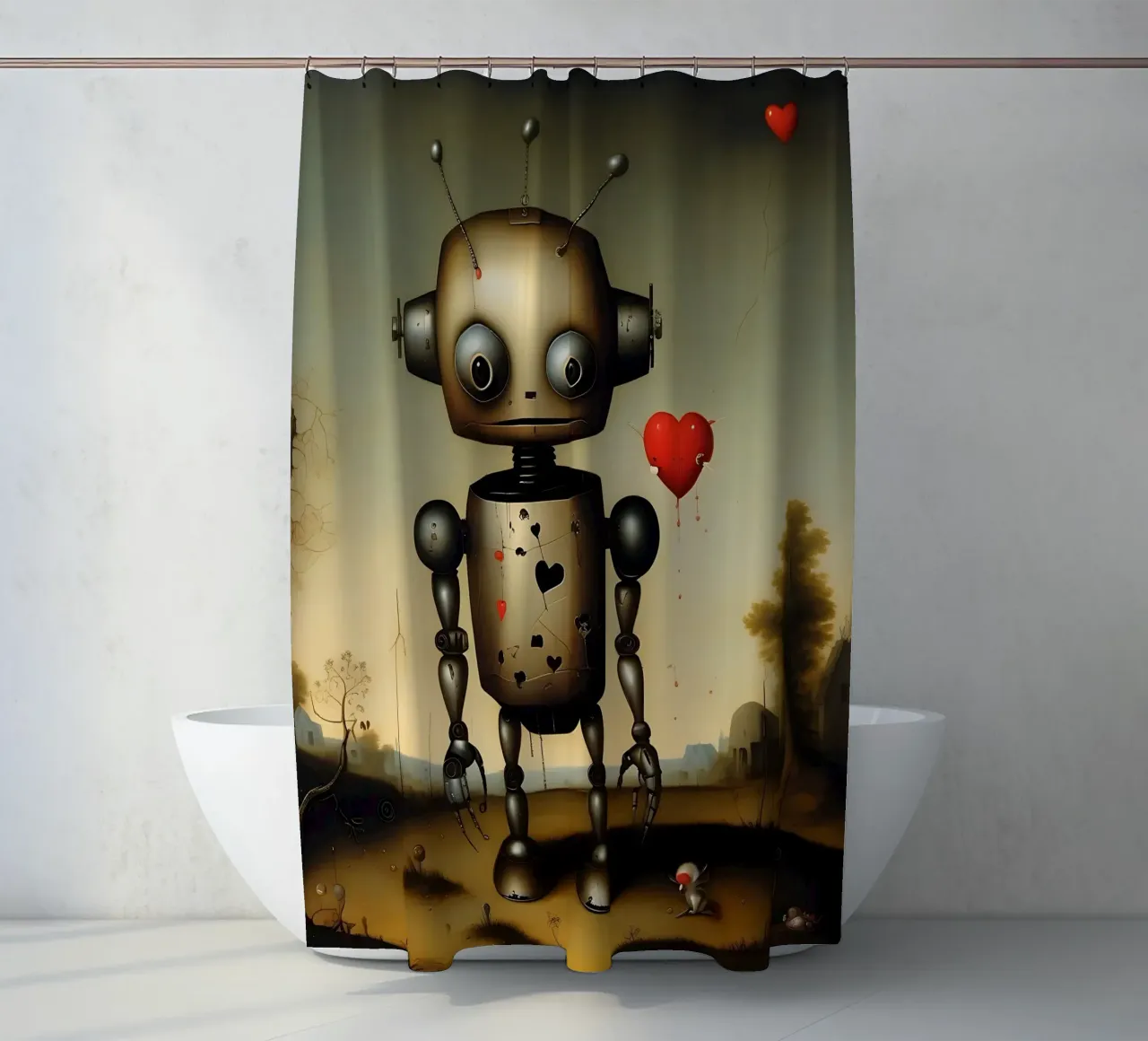 Robot con un cuore_4 tenda da doccia da Pink- und LoveArt by LK