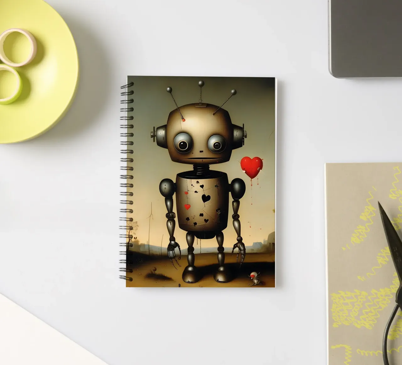 Robots with a heart_4 spiral notebook by Pink- und LoveArt by LK