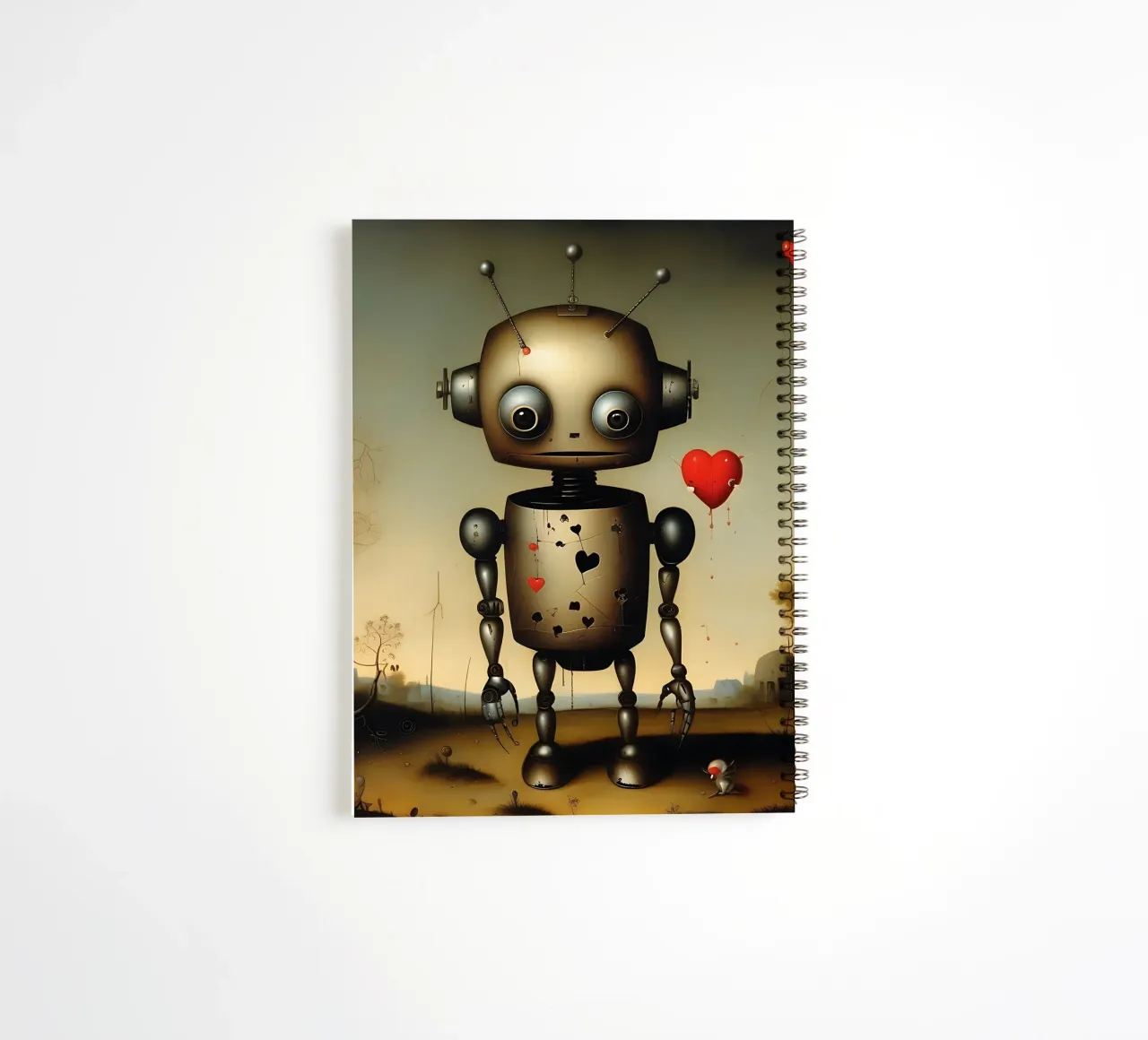 Robots with a heart_4 spiral notebook by Pink- und LoveArt by LK