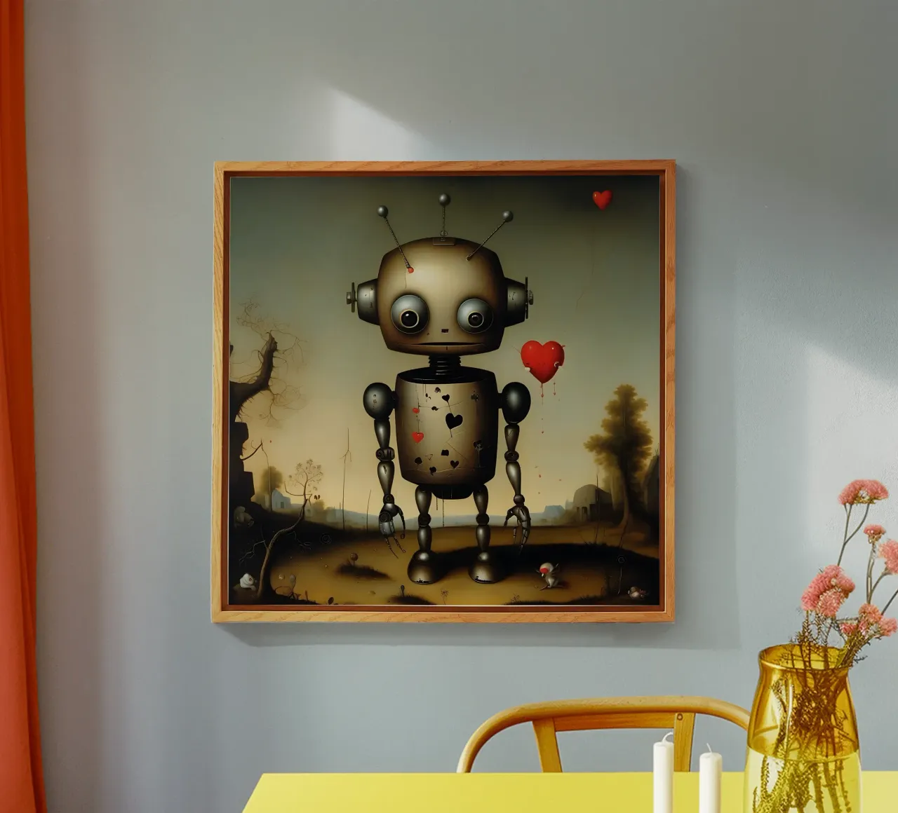 Robot con un cuore_4 plexiglass da Pink- und LoveArt by LK