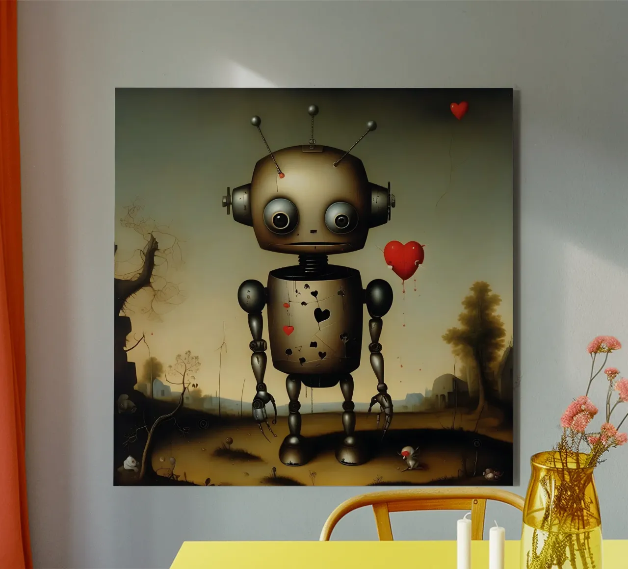 Robot con un cuore_4 alluminio dibond da Pink- und LoveArt by LK