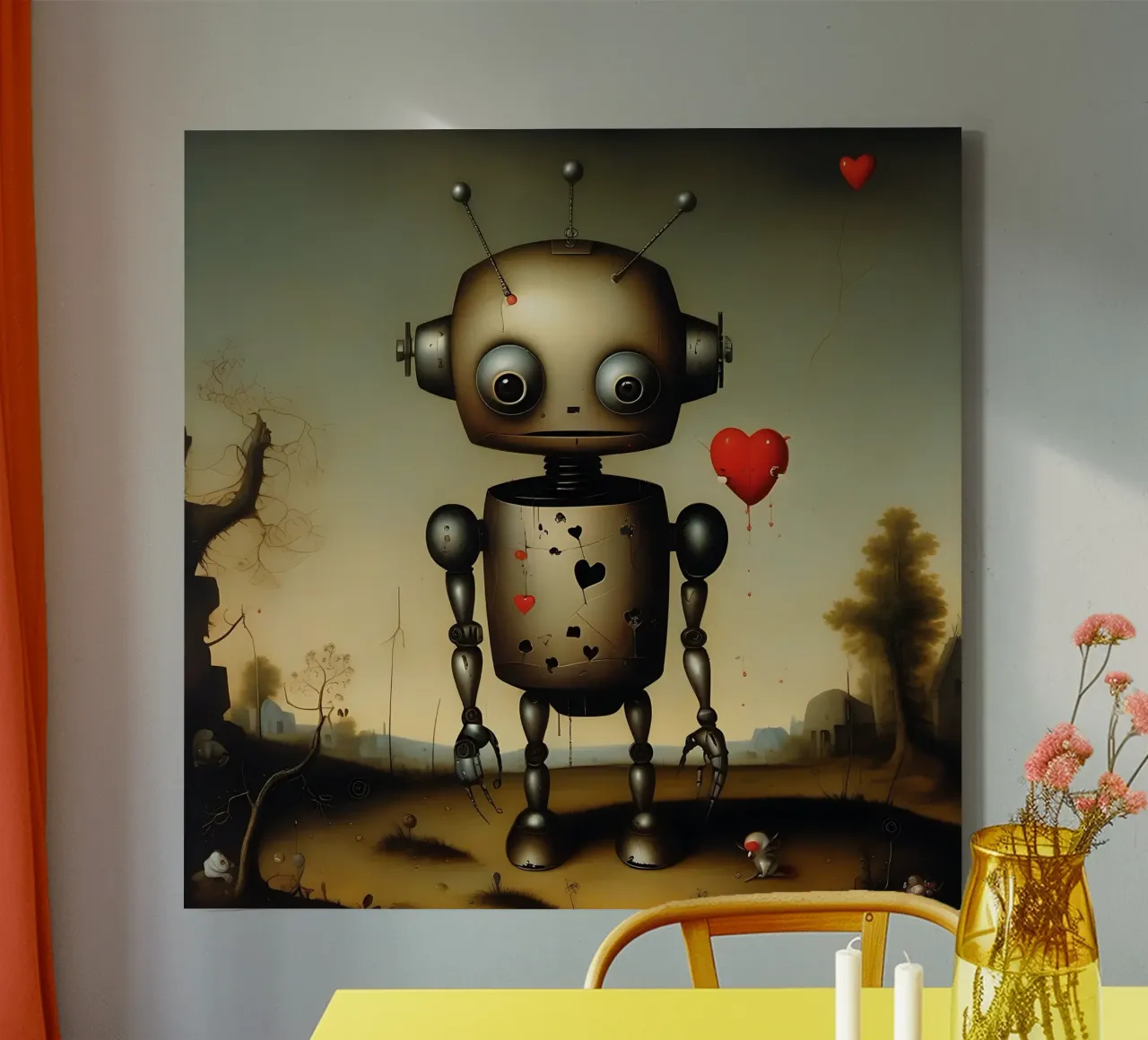 Robots with a heart_4 canvas by Pink- und LoveArt by LK
