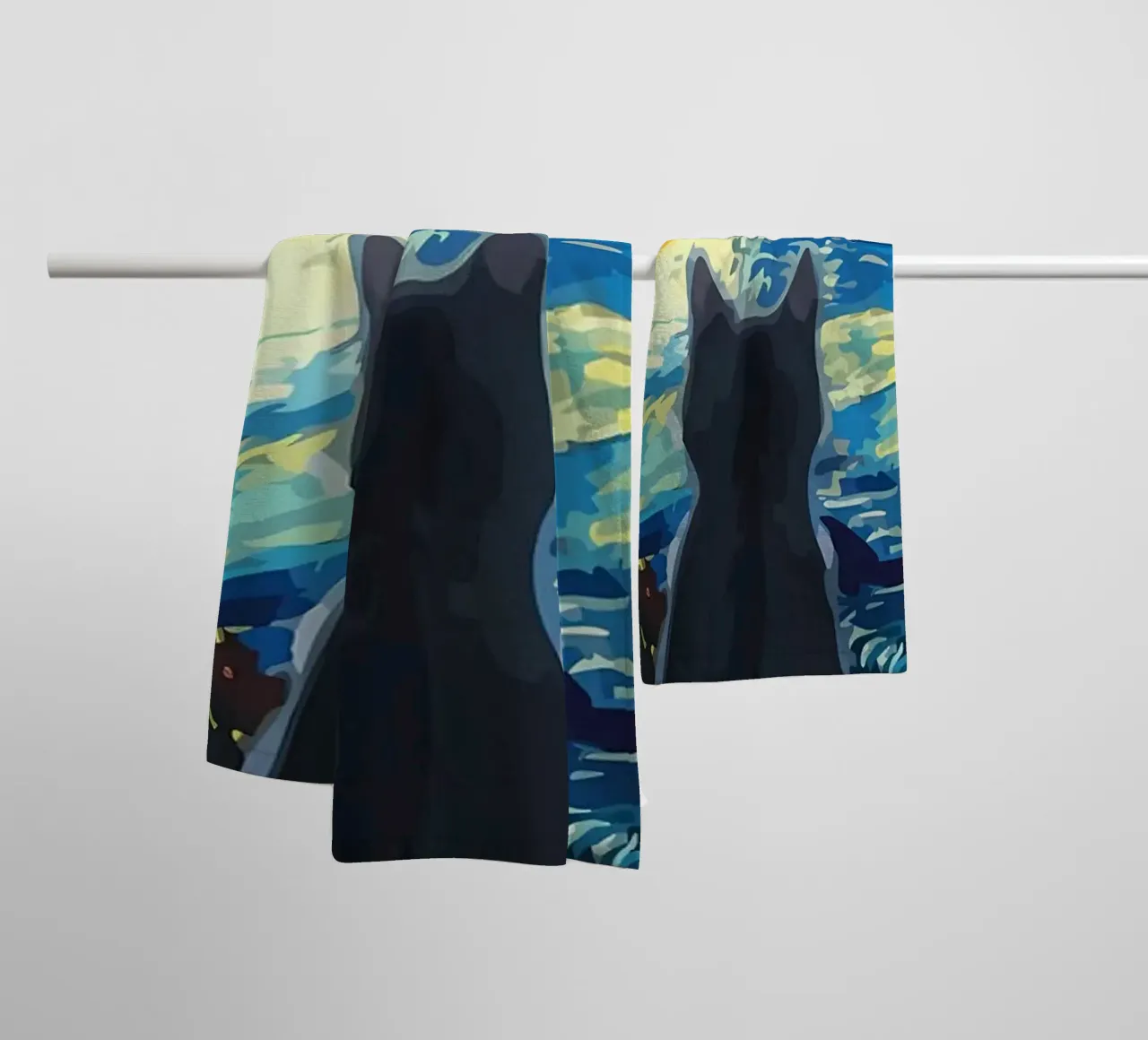 Starry Night Cat towel by Adrian Patel
