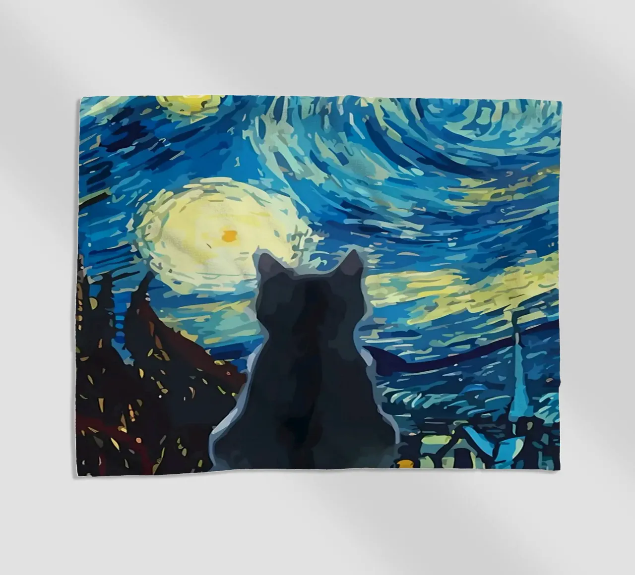 Starry Night Cat beach towel by Adrian Patel