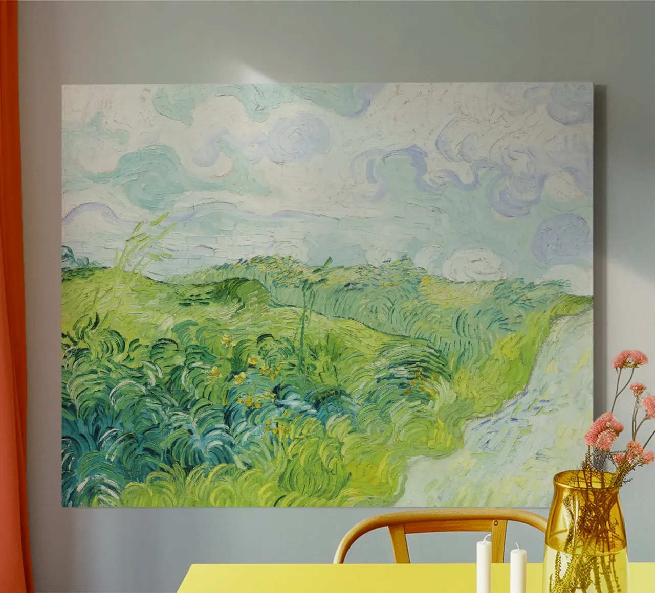 Green Wheat Fields, Auvers by Vincent van Gogh tela con Cornice a cassetta da Van Gogh Prints