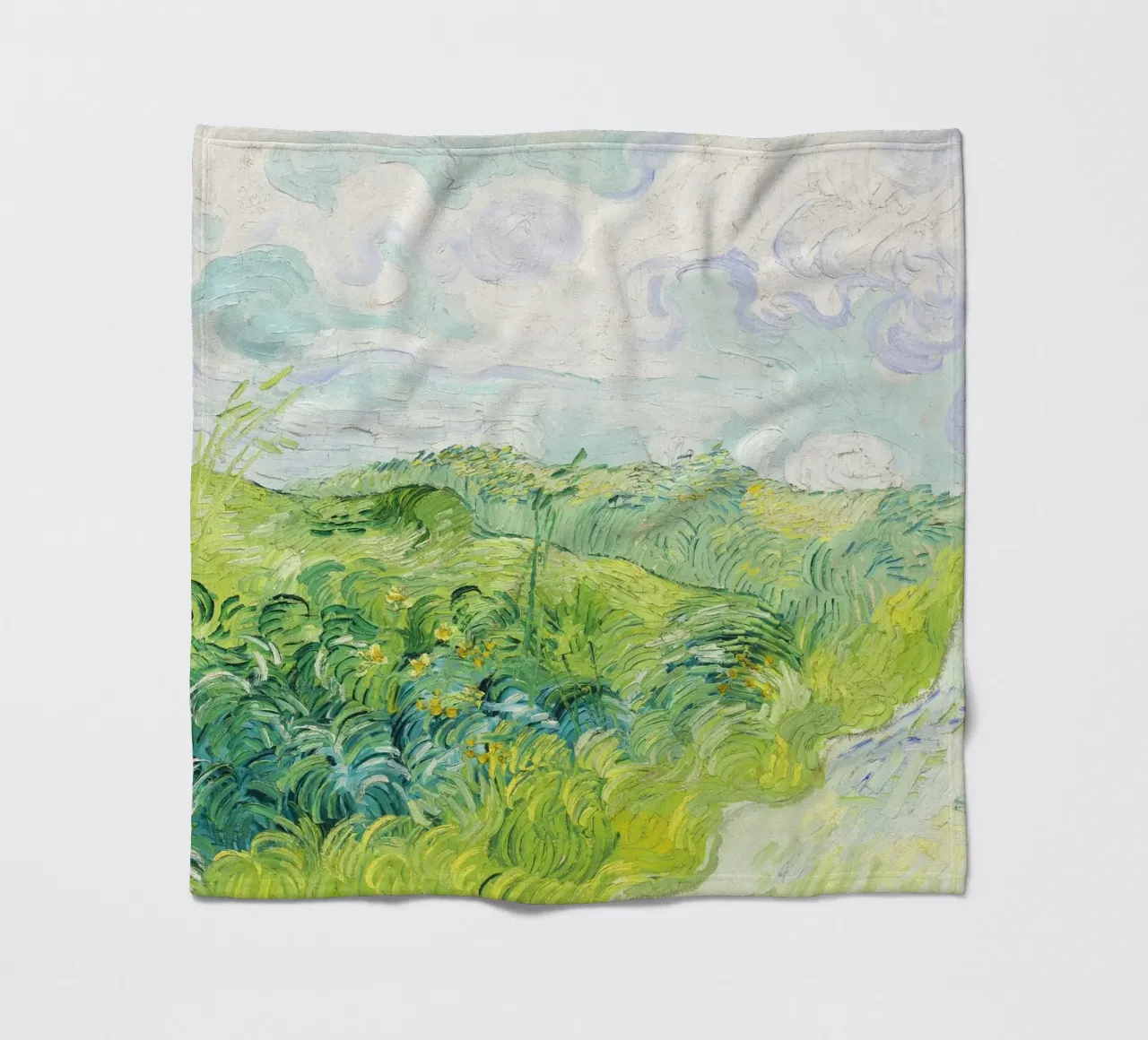 Green Wheat Fields, Auvers by Vincent van Gogh coperta in pile da Van Gogh Prints