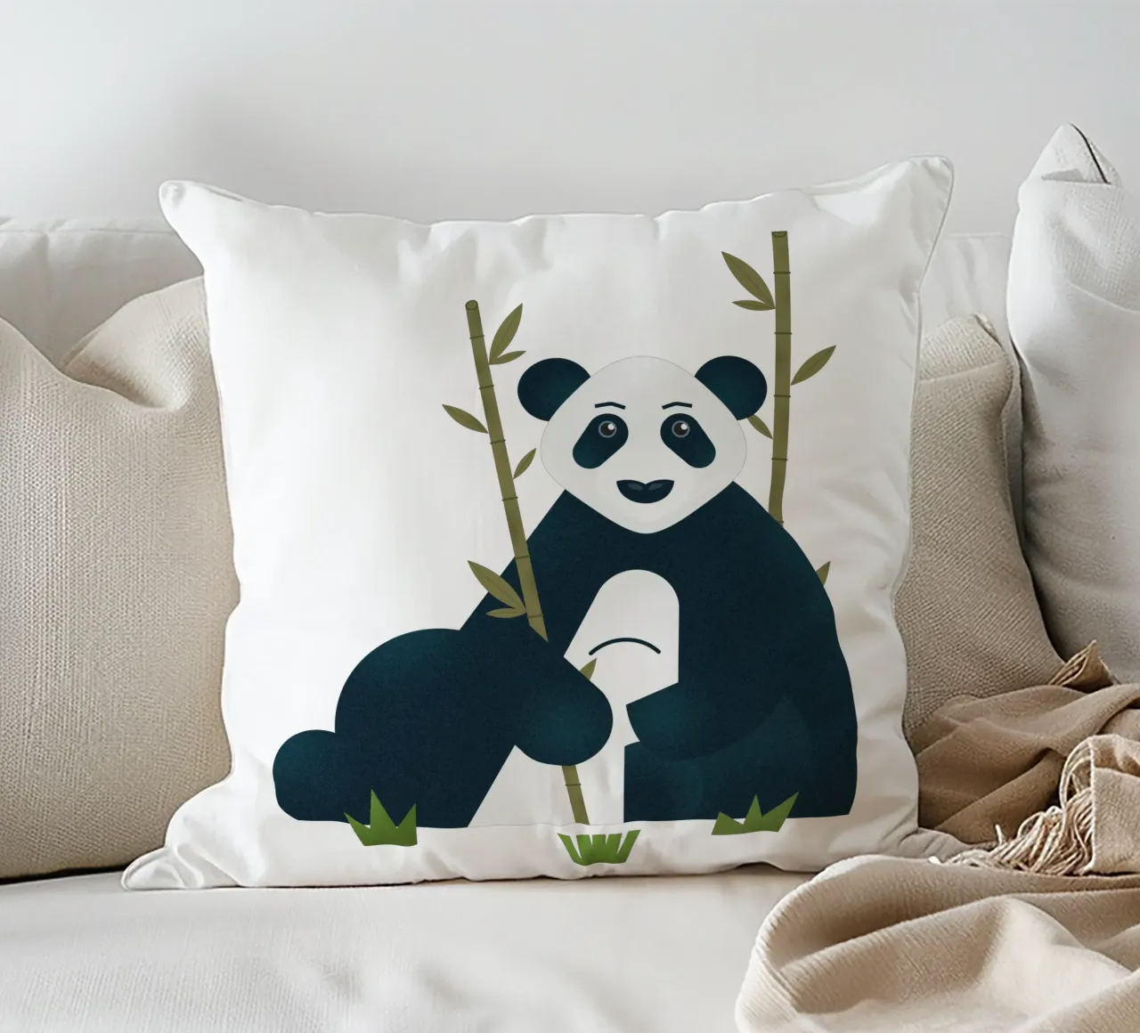 Blu - Il panda stoico cuscino da 2fevrierArtStudio