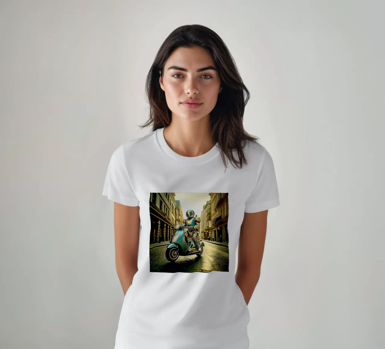 ROBOT EN SCOOTER BLEU. Doré t-shirt da Thierry vobmann photography